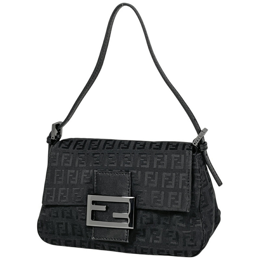 Fendi Zucchino Handbag Shoulder Bag Mamma Bucket Canvas Black